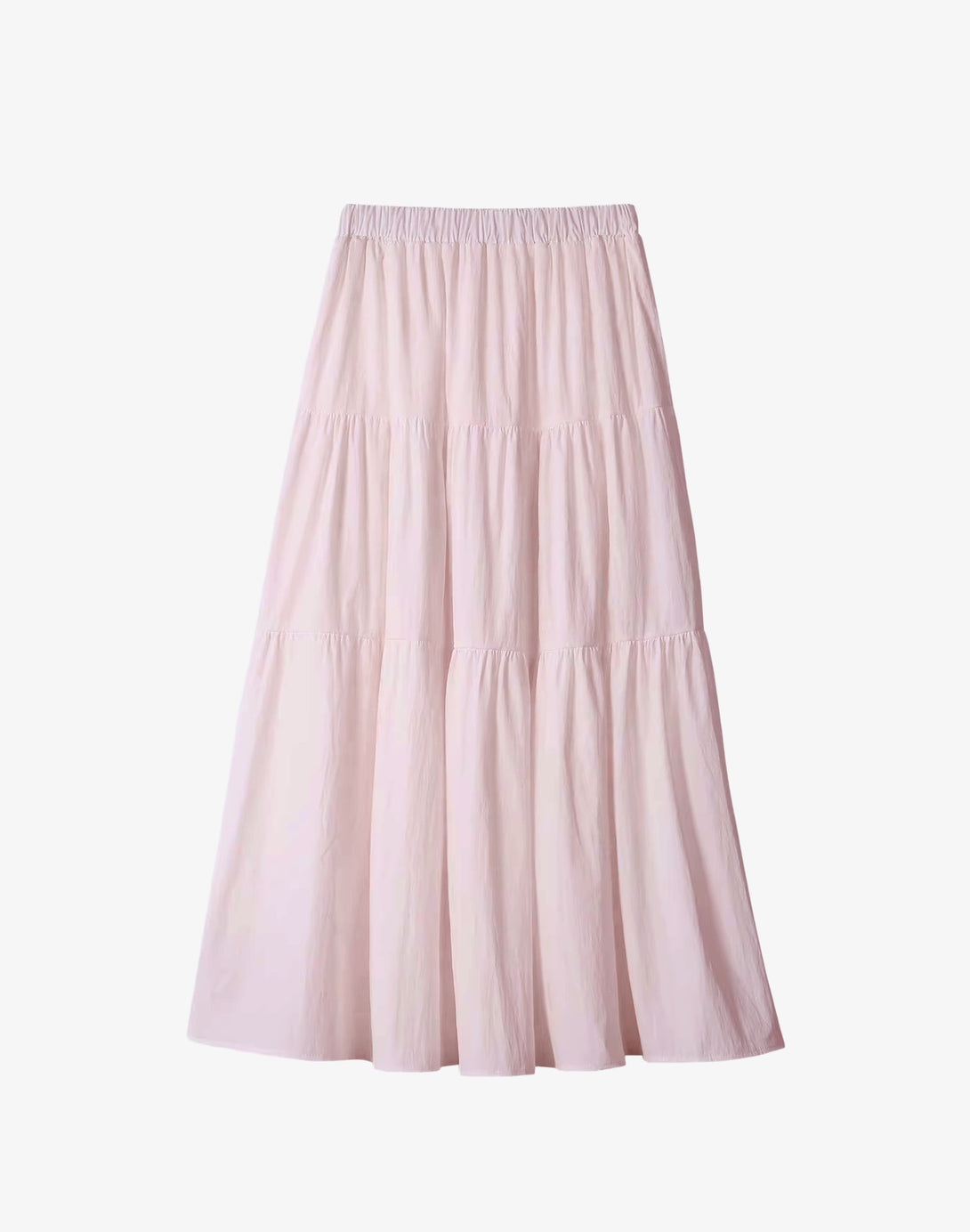 A flat lay of the pink maxi skirt, a perfect piece for a dollette style or coquette aesthetic
