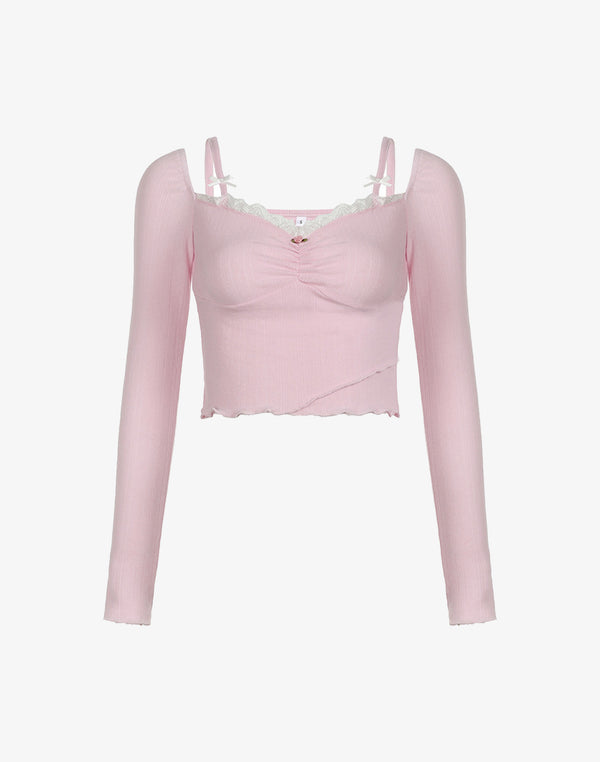 Rosie Lace Ruched Kawaii Top