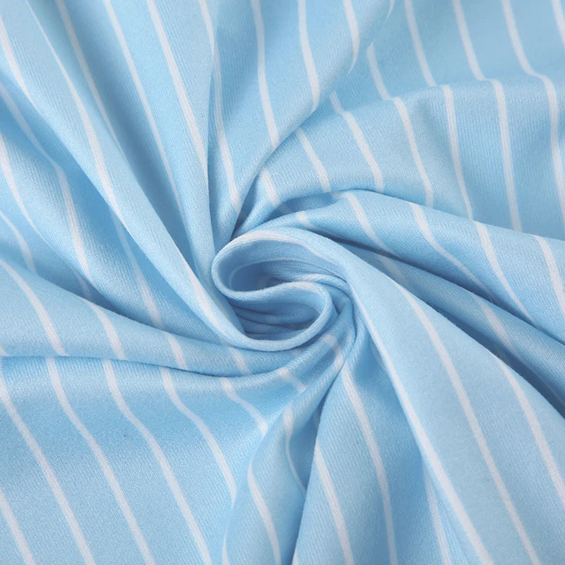 lightweight striped fabric with soft stretch texture used in fitted casual blouses