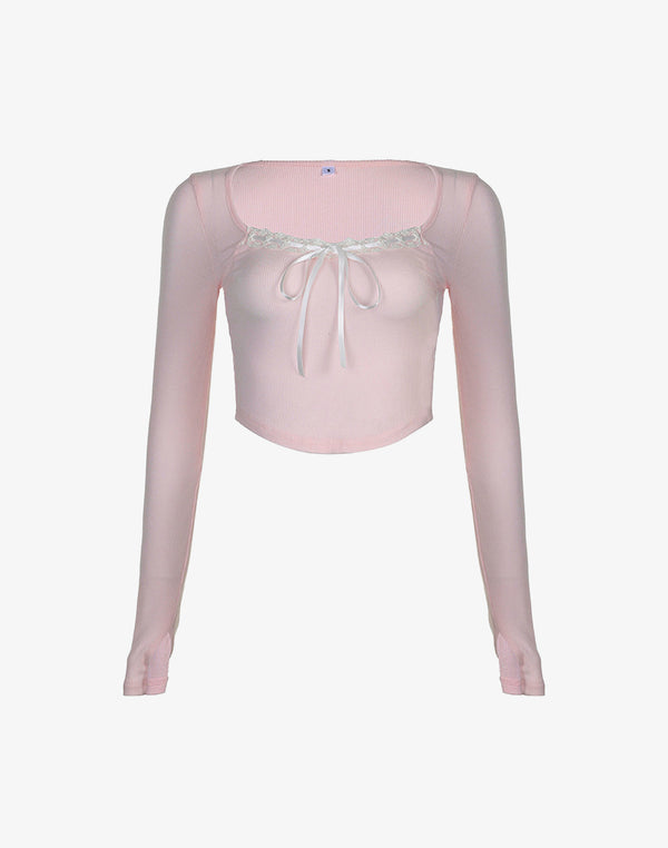 Sweetheart Layered Look Ribbed Crop Top