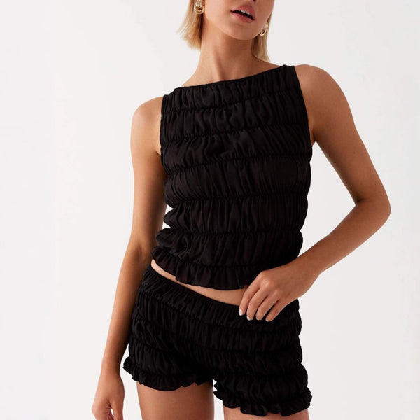 Ruched Top And Short Two Piece Set